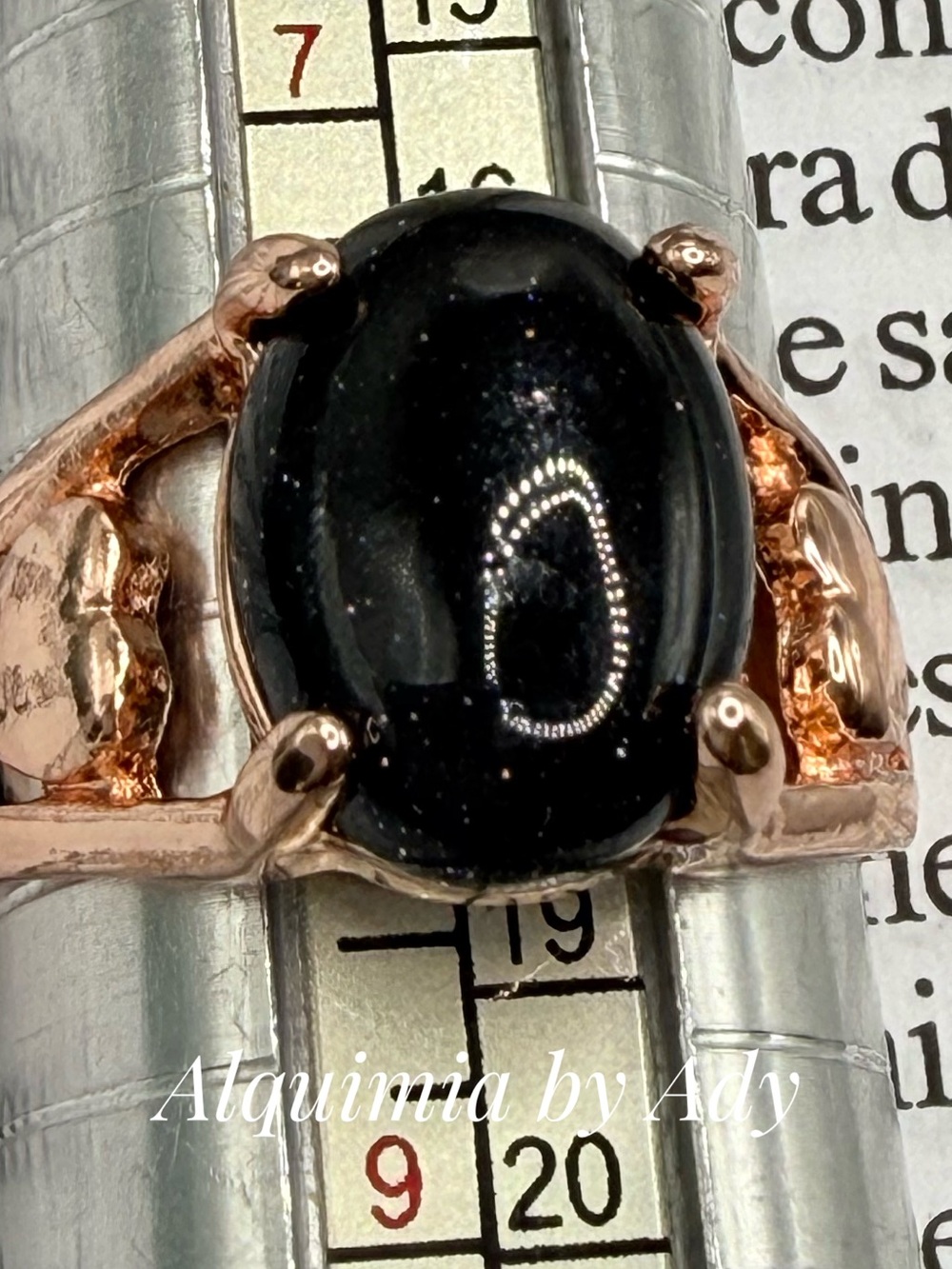 Sandstone rose gold Victorian gem ring